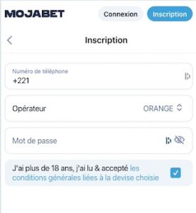 création d'un compte sur mojabet